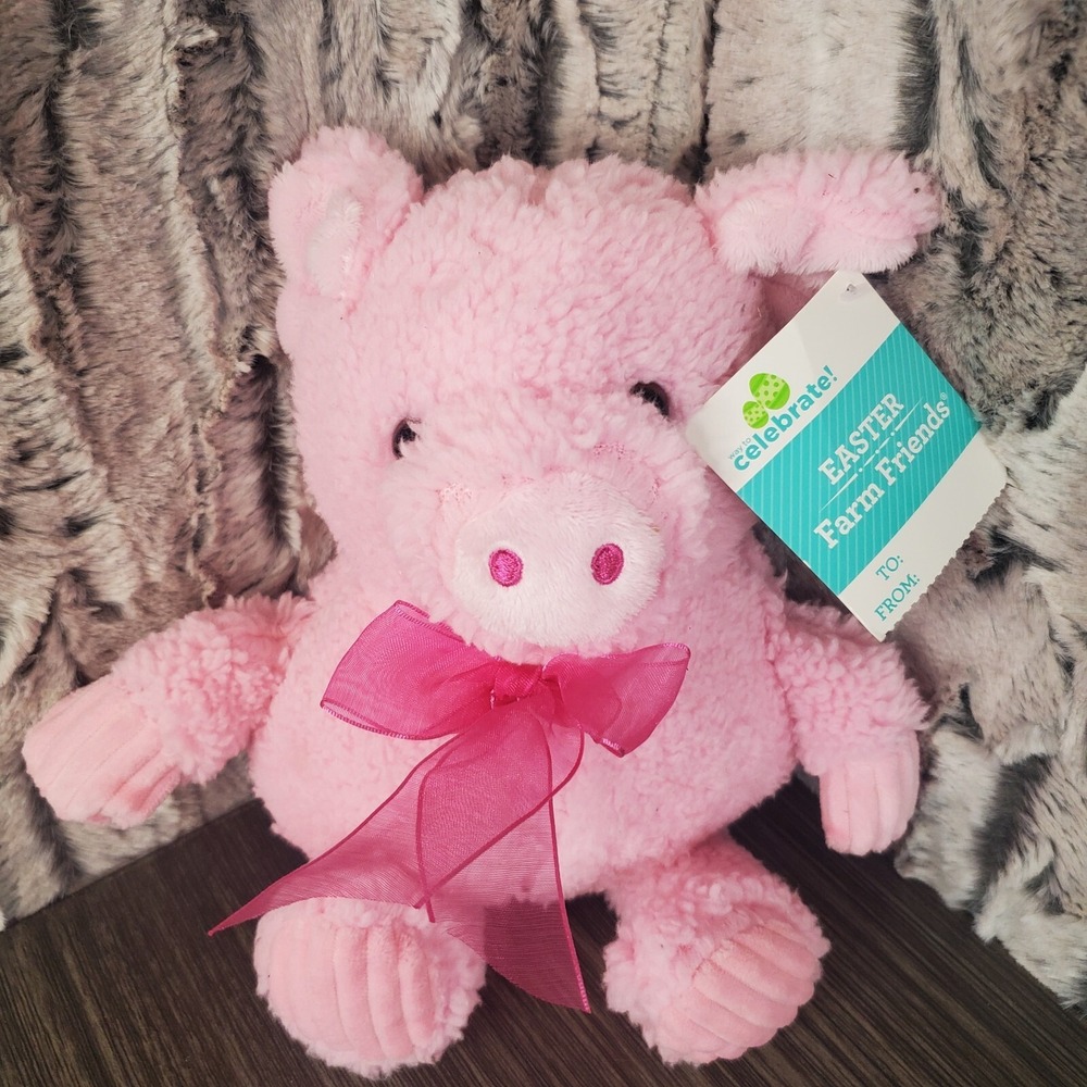 Way To Celebrate Plush Stuffed Easter Pig 9" Farm Friends MTY International